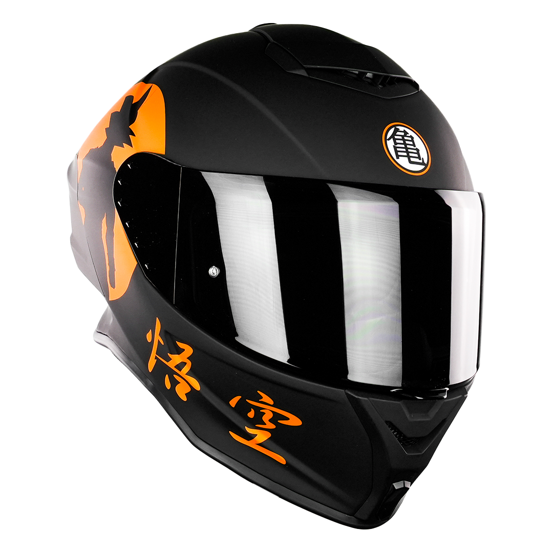 KOV Casco Buster Dragon Ball Z Goku Negro Mate Integral para Moto Deportivo AERODINAMICO Certificado Dot